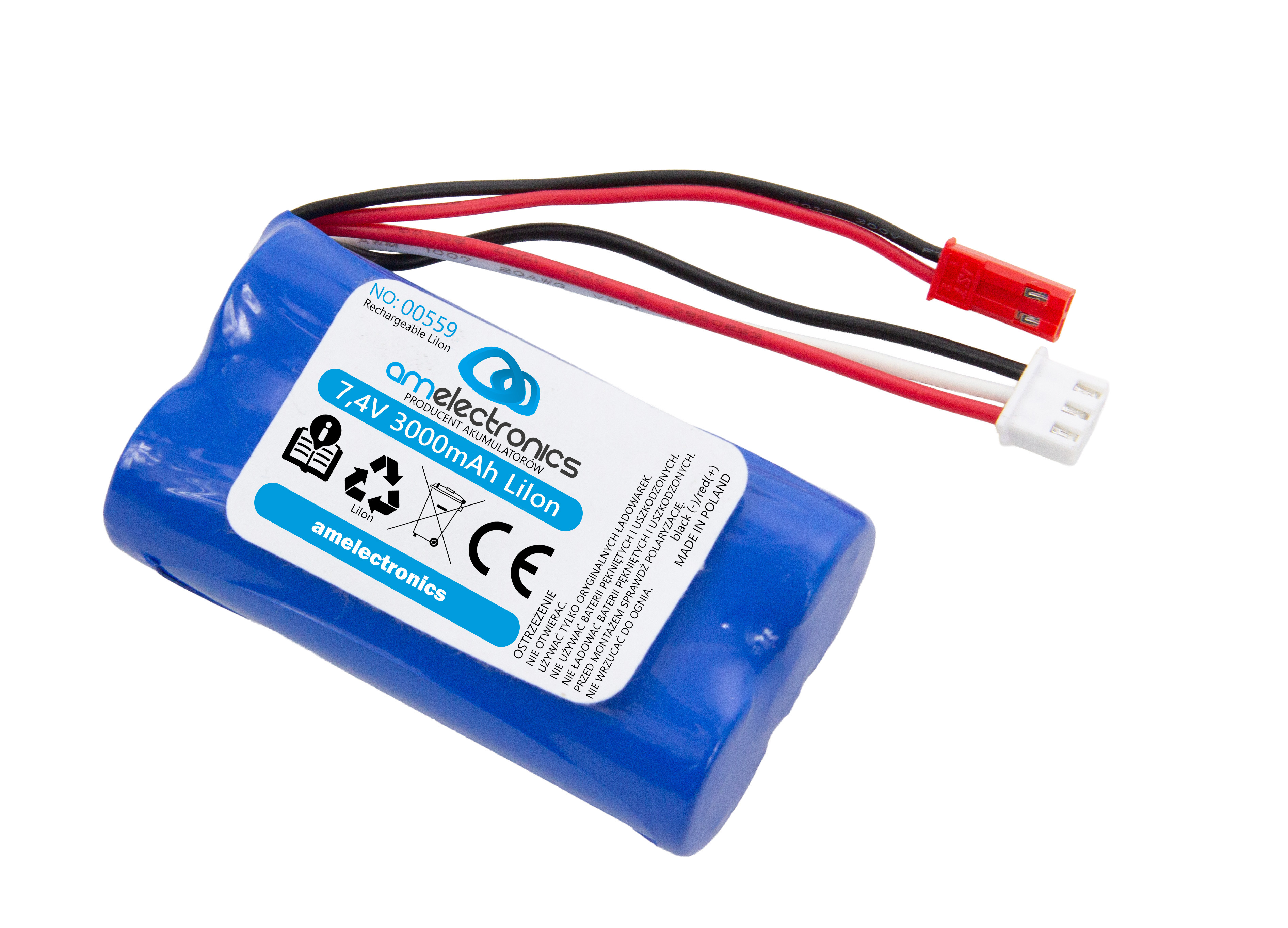 Bateria Akumulator do WLtoys 7,4V 3,0Ah li-ion (0559)
