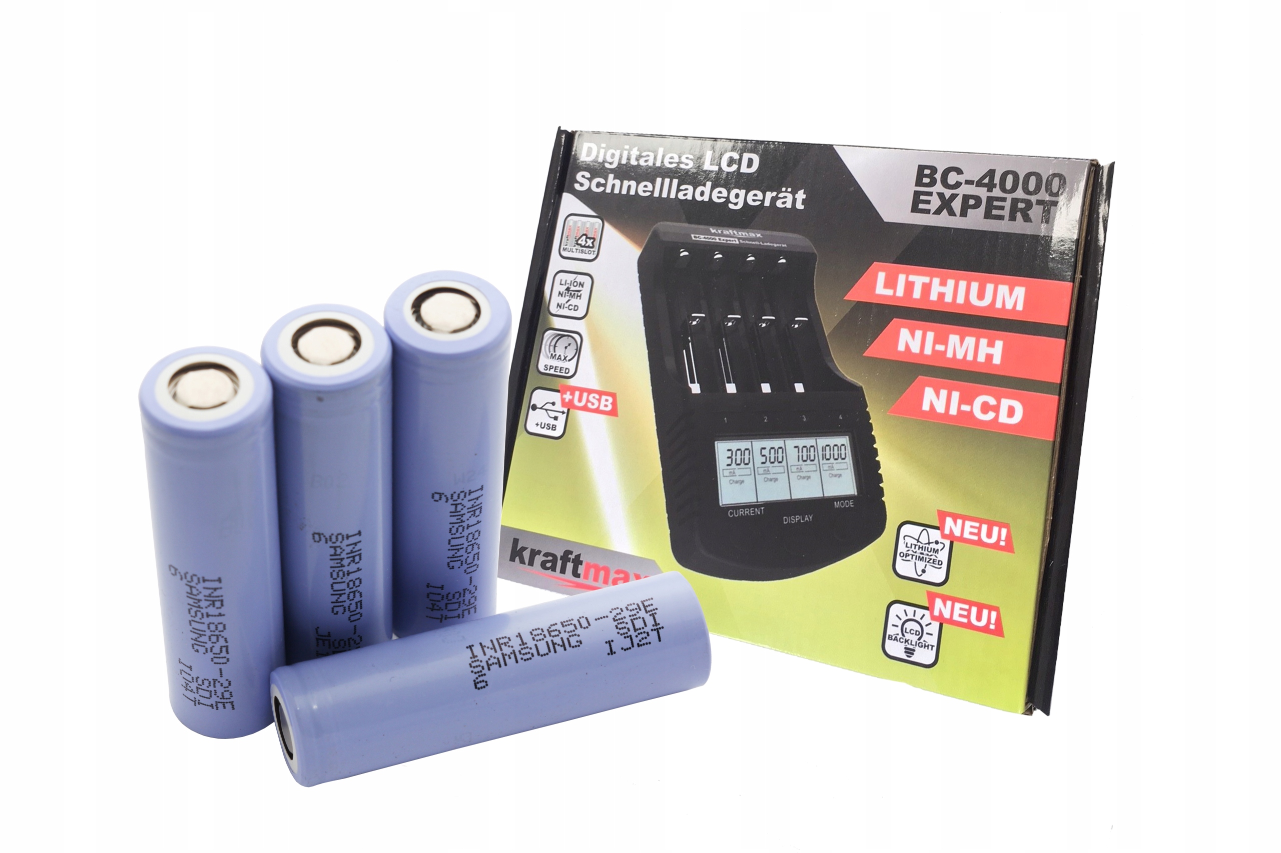 Ładowarka procesorowa Li-ion NiMH,NiCd+4x INR18650