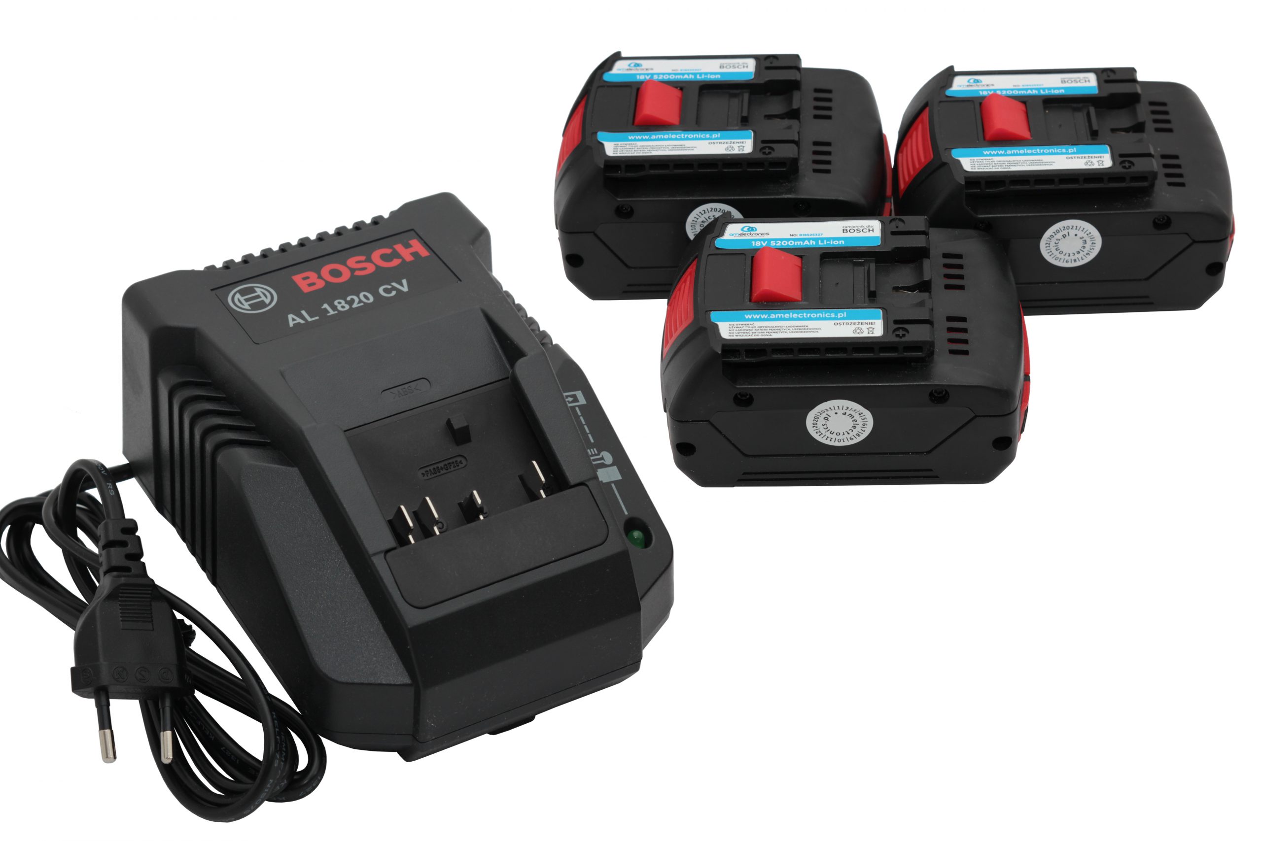 ŁADOWARKA BOSCH AL 1820 CV + 3 AKU 18V 5,2Ah