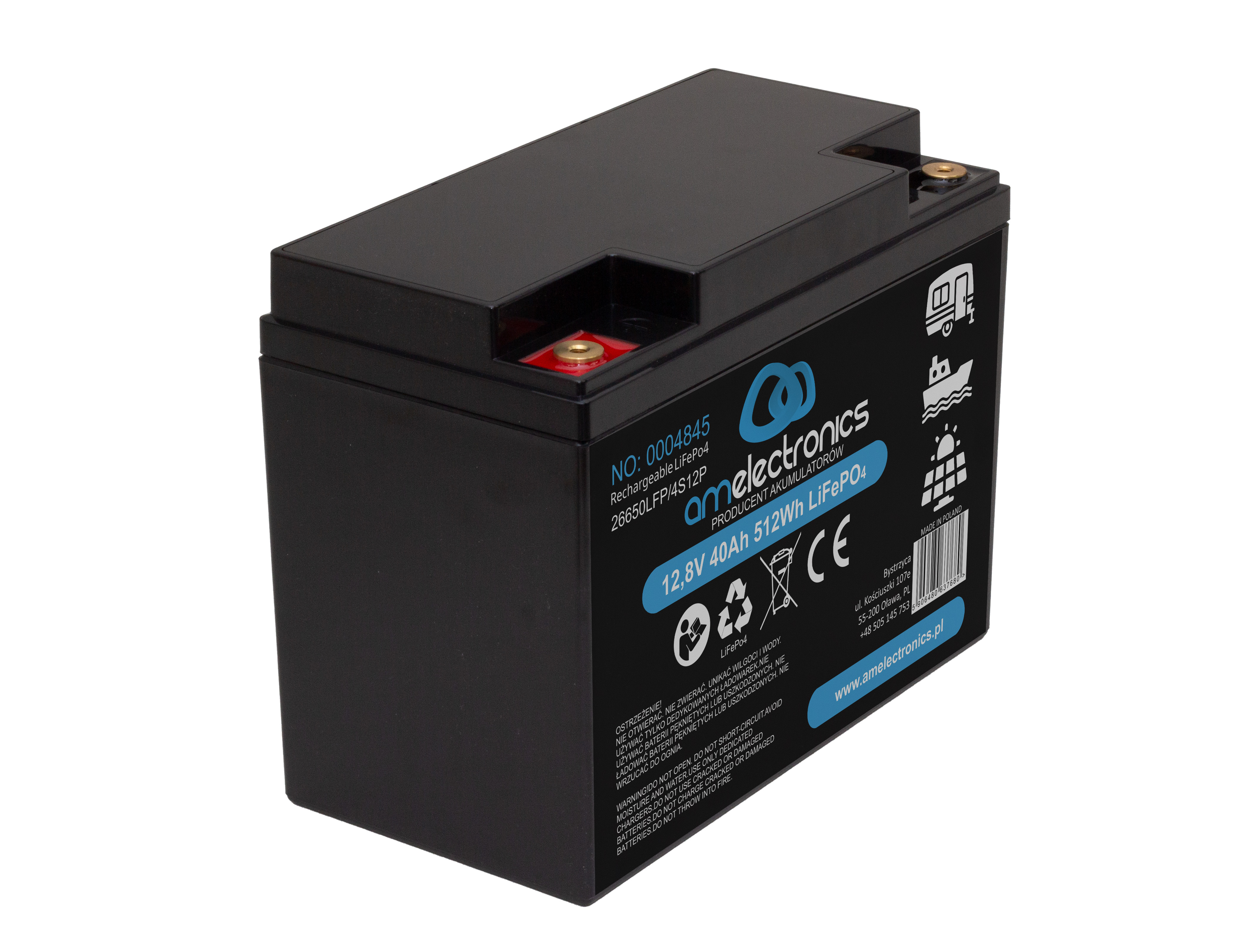 AKUMULATOR LIFEPO4 12,8V 40Ah bez wyświetlacza (4845)