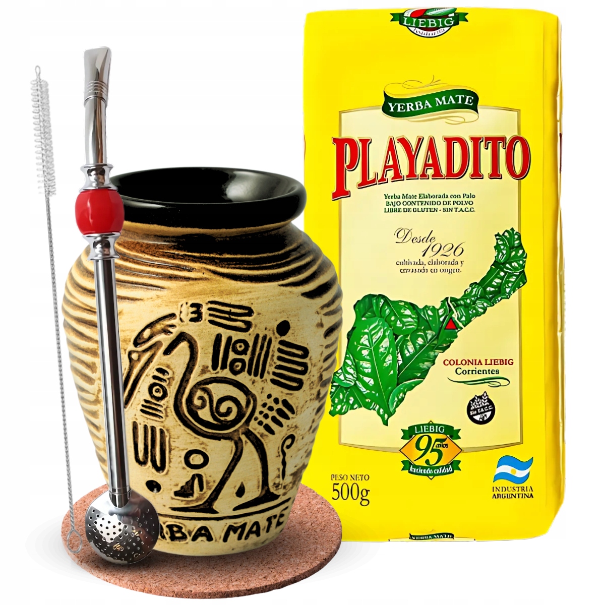Zestaw Yerba Mate Playadito Elaborada Tradicional + Matero Aztek Bombilla