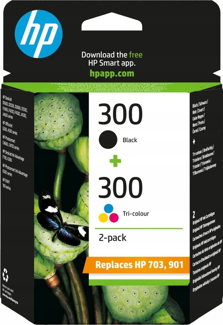 Oryginalny zestaw tuszy HP 300 CMYK CN637EE (CC643EE + CC640EE)