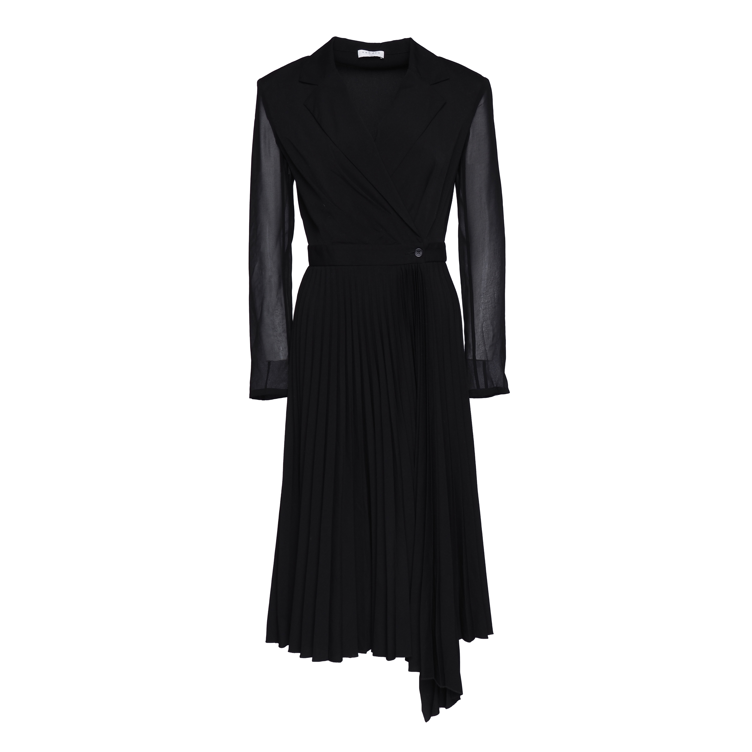 sandro black dress Pleated - SANDRO Sleeveless structured mini shapewear dresses 1 Delicate Royal Blue A-Line Color:Warm Beige