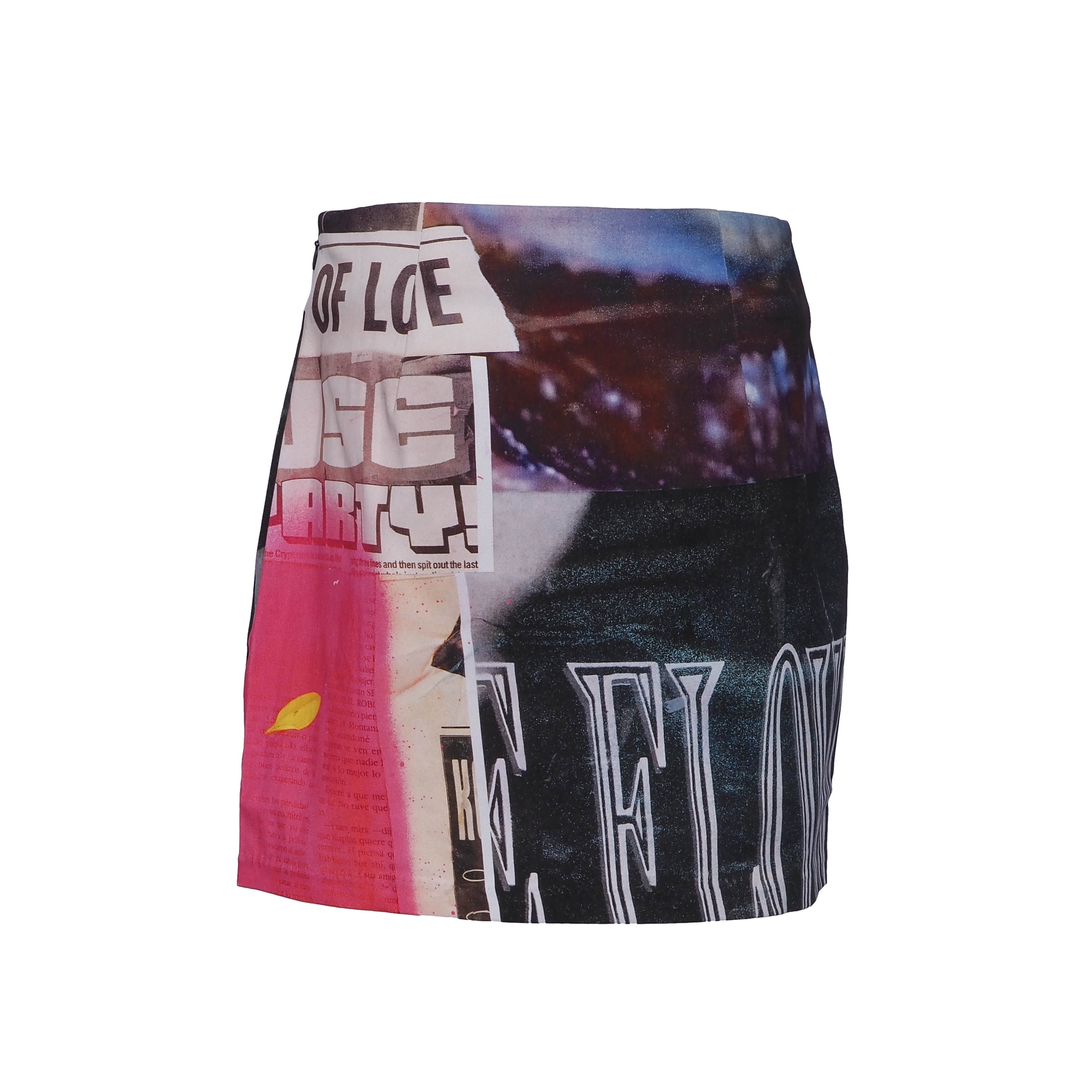 Desigual Women's Skirt Size M Newspaper Print Mini Skirt 23SWFW15