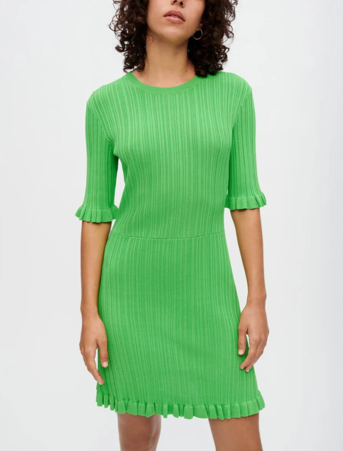 maje green mini dress Mini pleated dress