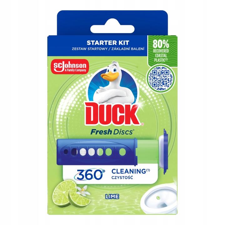 DUCK FRESH DISCS KRĄŻKI ŻELOWE DO WC + UCHWYT LIMONKOWE