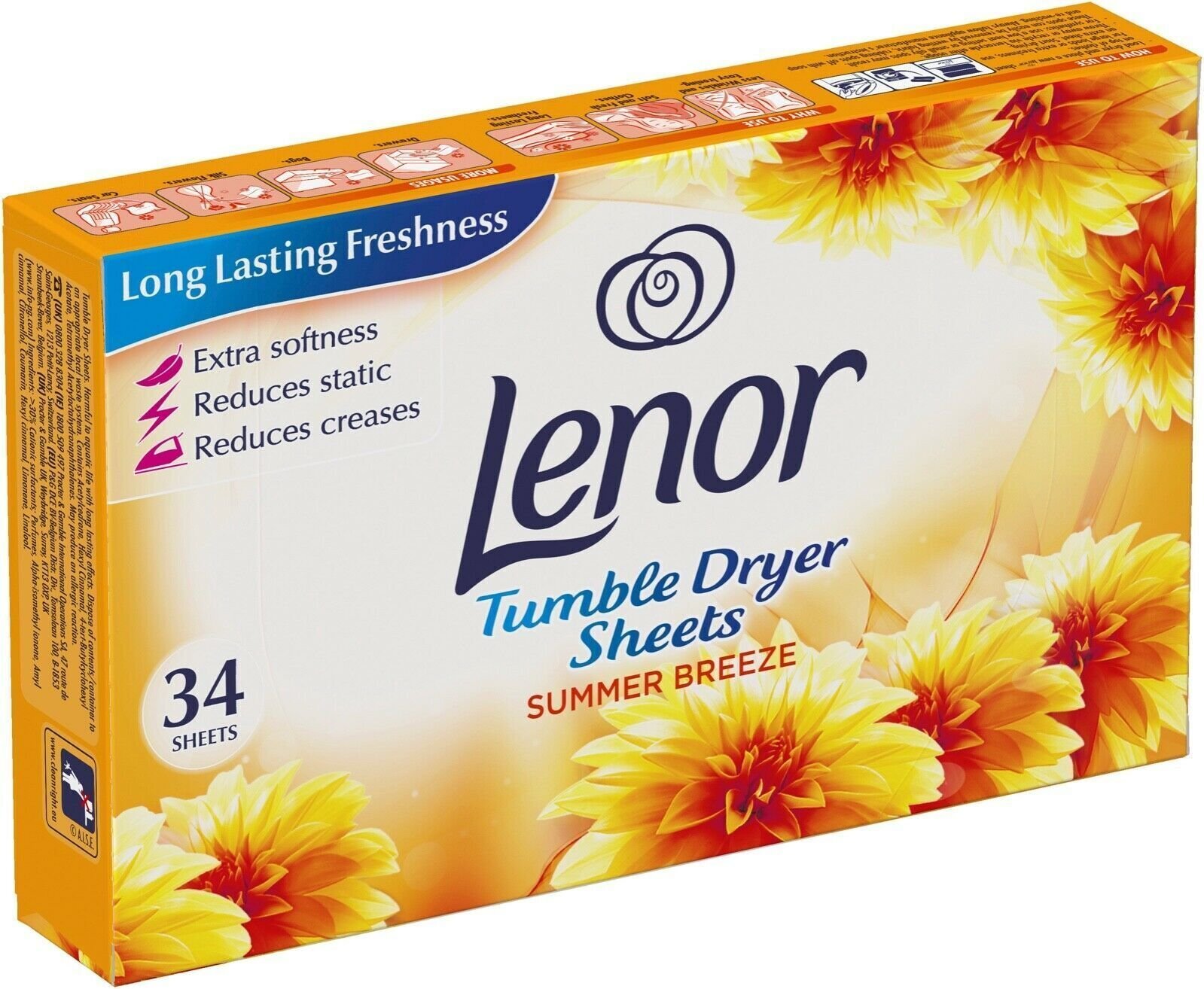 Lenor Summer Breeze chusteczki zapachowe do suszarki 34 sztuk