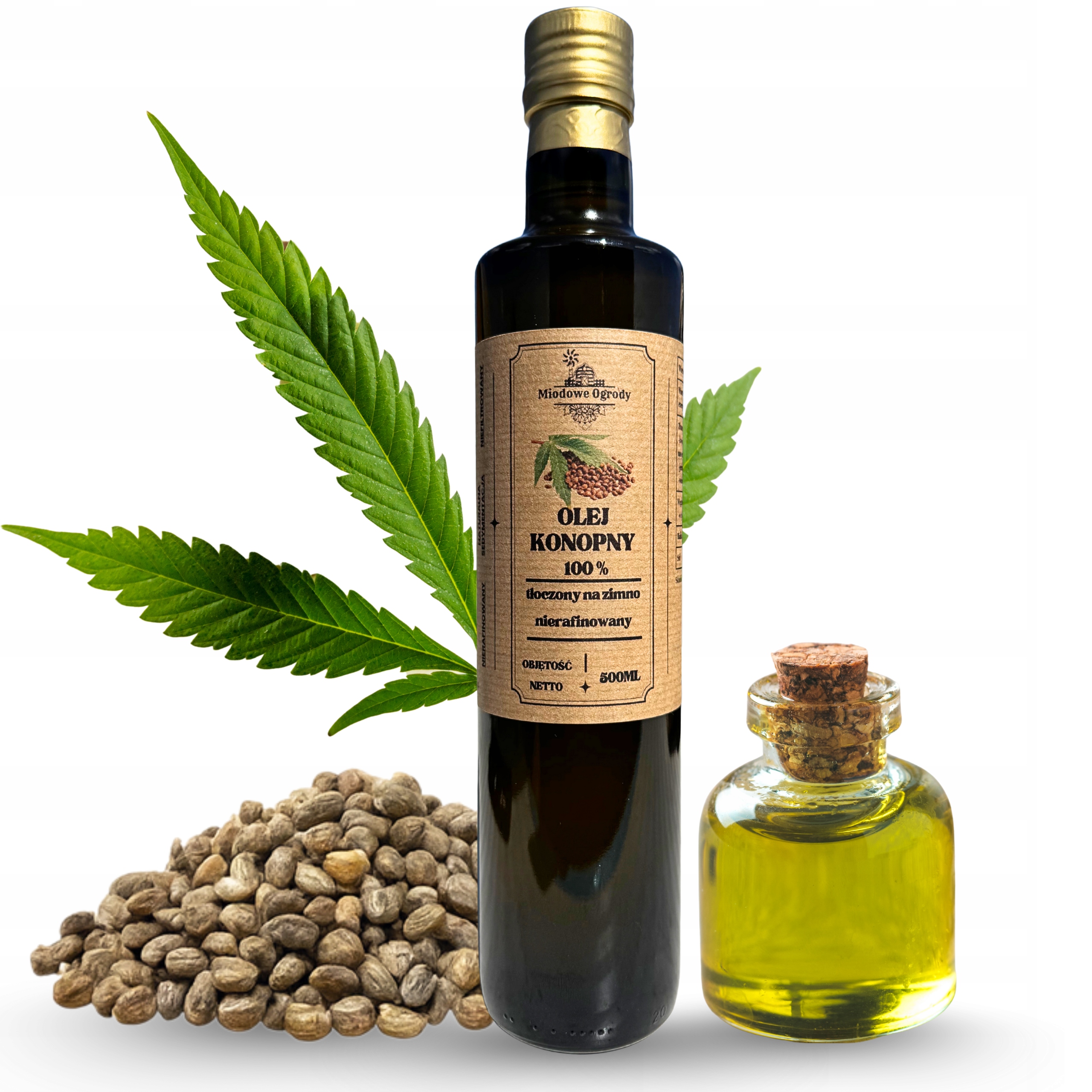Olej Konopny 500ml ŚWIEŻY Tłoczony na Zimno Miodowe Ogrody PRODUCENT 8b31b71a115166194b7002cc0514d701