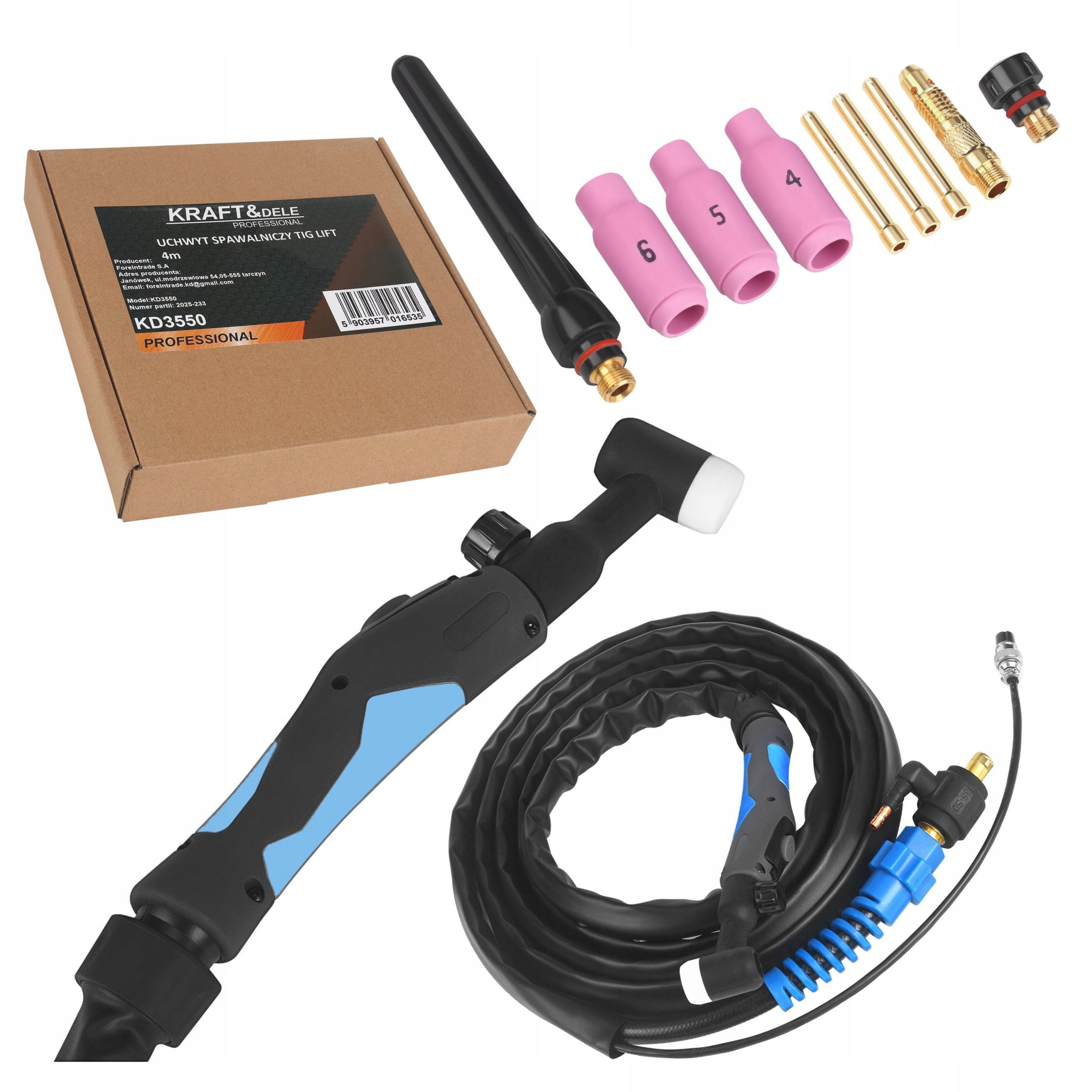 Uchwyt spawalniczy TIG LIFT 4m KD3550, ergonomic, set complet