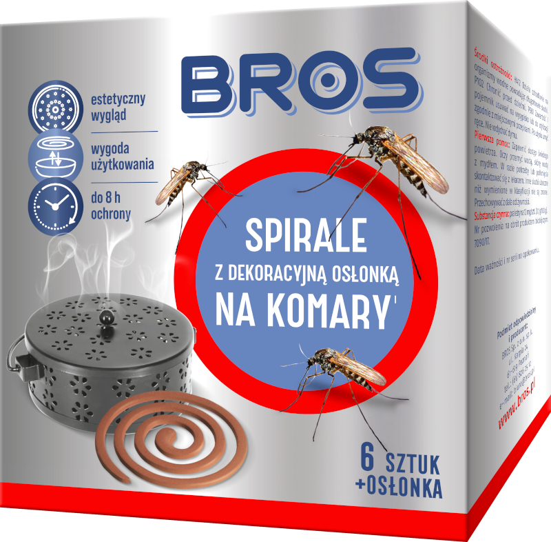 BROS spiralės nuo uodų su dekoratyviniu dangteliu, 6 vnt.