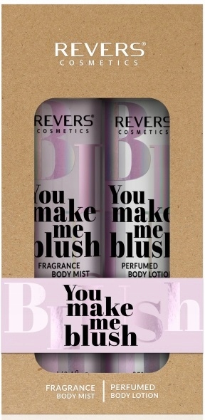 REVERS You Make Me Blush priežiūros rinkinys: dulksna 245ml + kūno balzamas 250ml