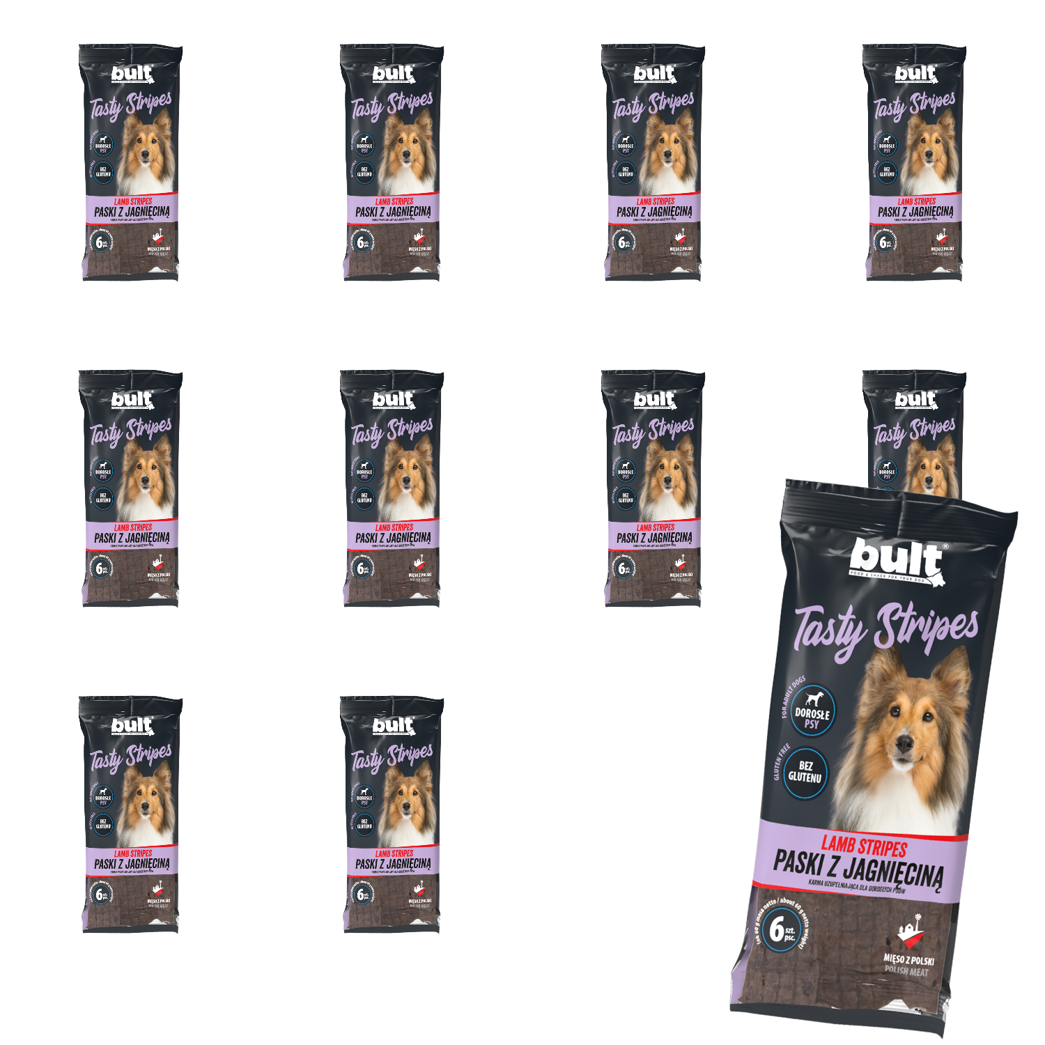 BULT Tasty Strips skanėstas šunims Ėriena 10x60g