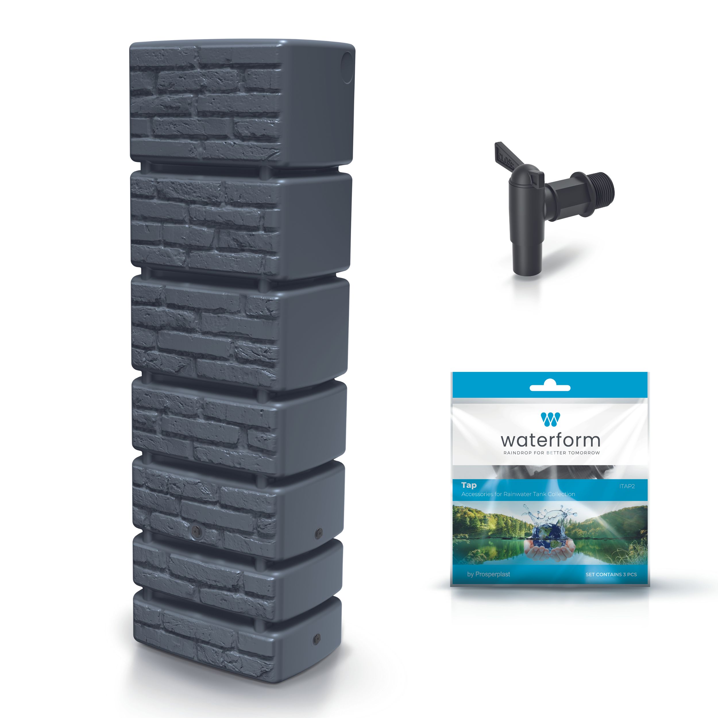 Lietaus vandens rezervuaras TOWER BRICK IDTB350 | Antracitas