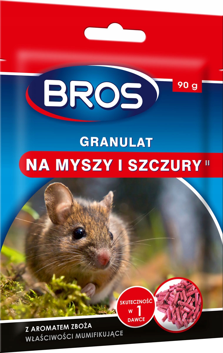 BROS granulės, nuodai pelėms ir žiurkėms 90g