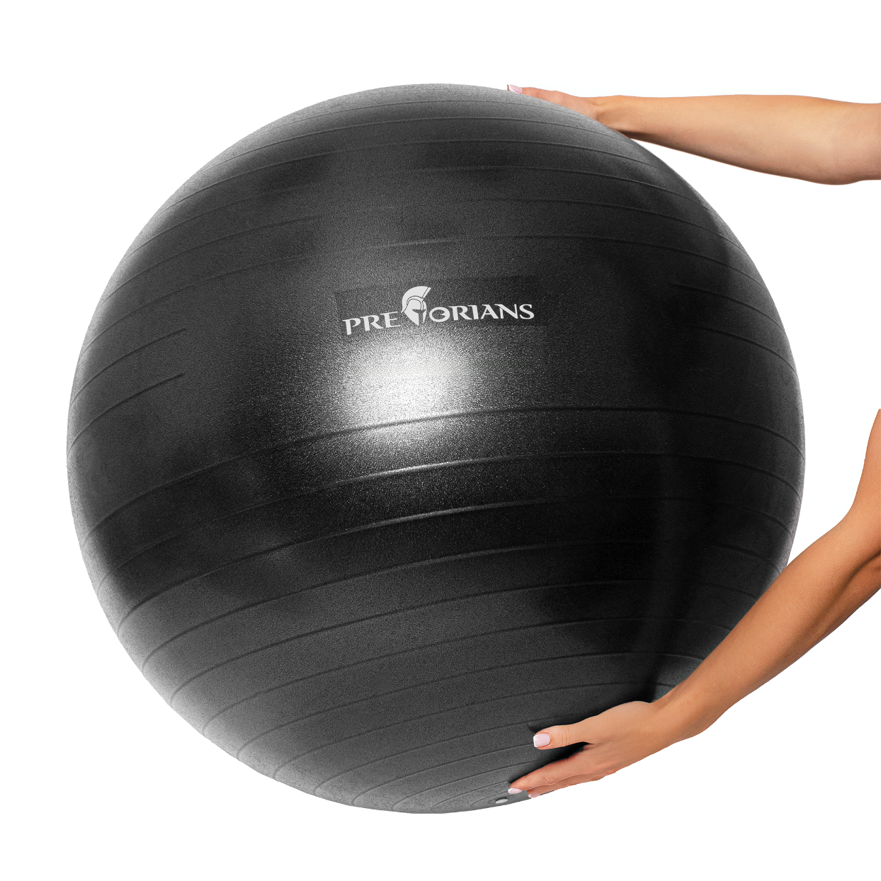 Gimnastikos kamuolys anti burst 65 cm juodas Pretorians su pompa