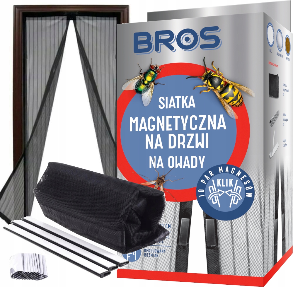 BROS Tinklinės durys magnetinės 160x220 - juodos