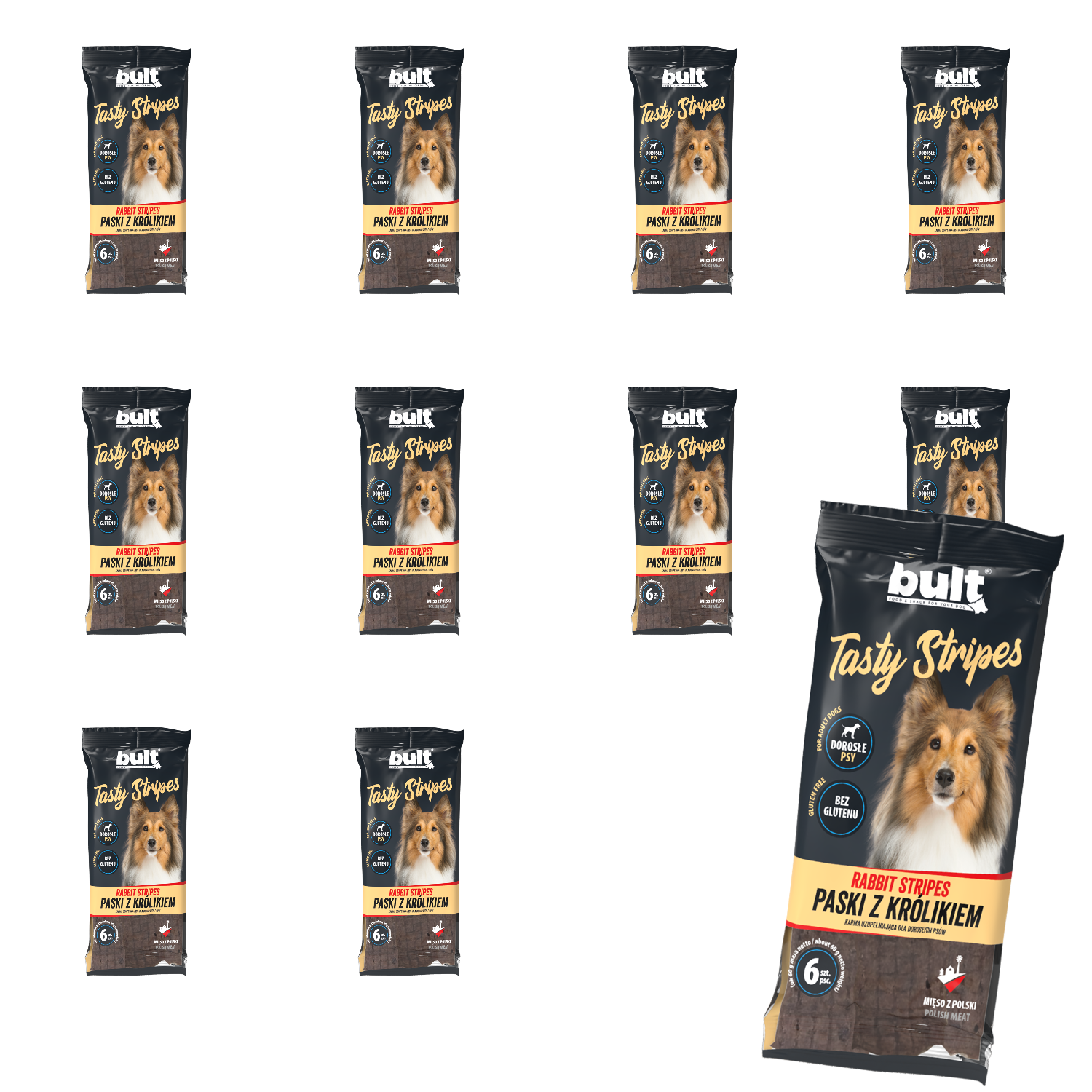 BULT Tasty Strips skanėstas šunims Triušiena 10x60g