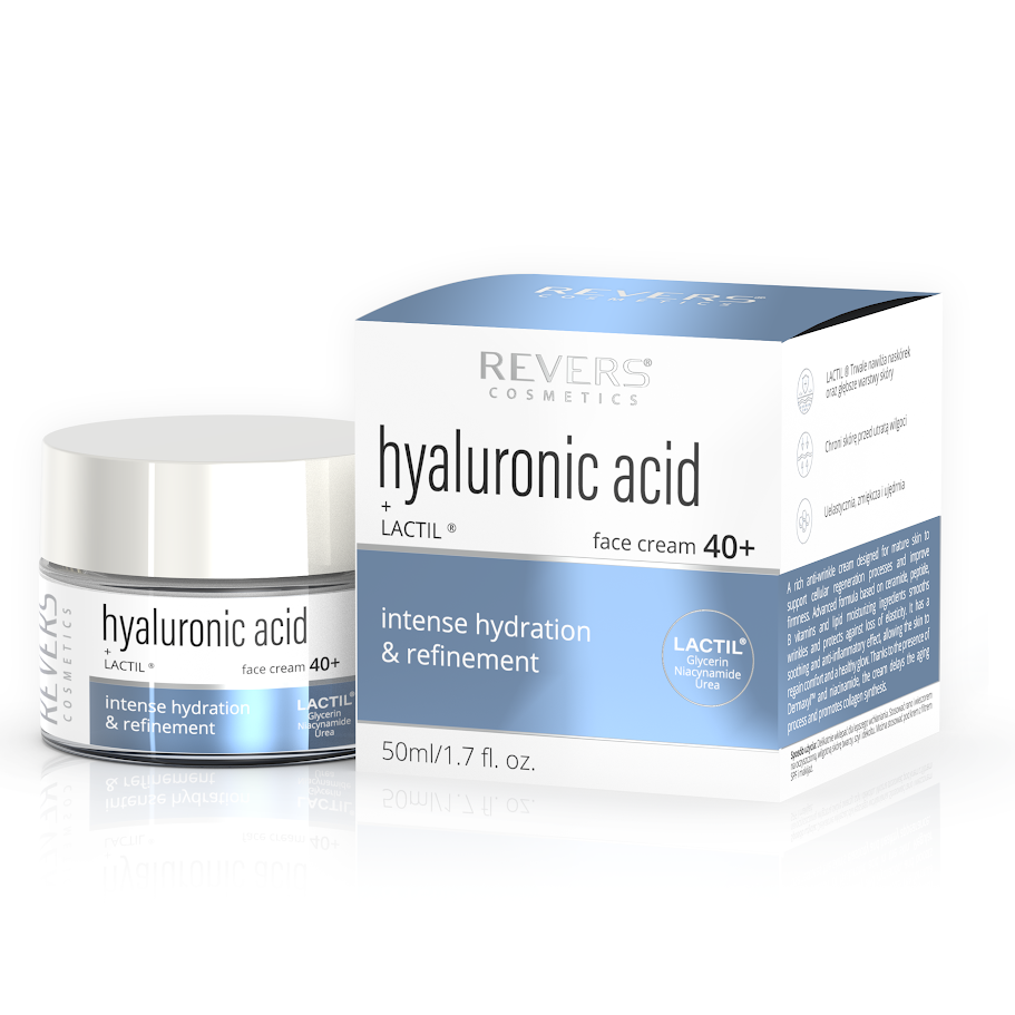 REVERS veido kremas Hialurono rūgštis ir LACTIL 40+ 50ml