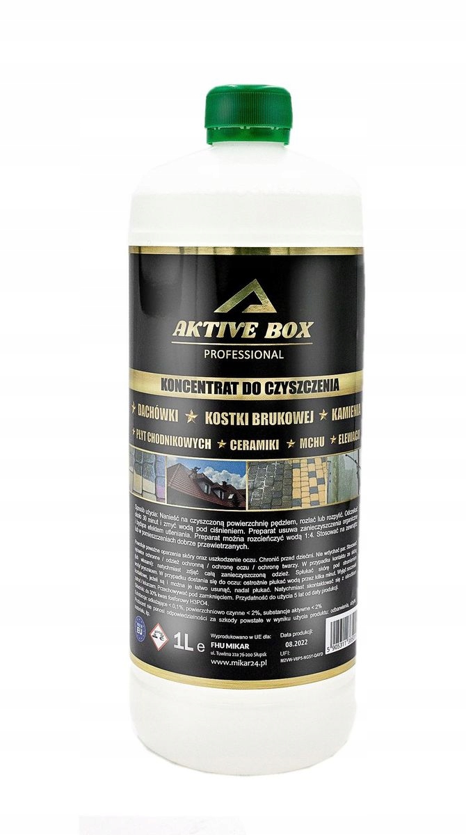 Aktive Box Koncentratas 1L: Efektyvus stogų, fasadų ir grindinio trinkelių valymas – greitas ir paprastas sprendimas