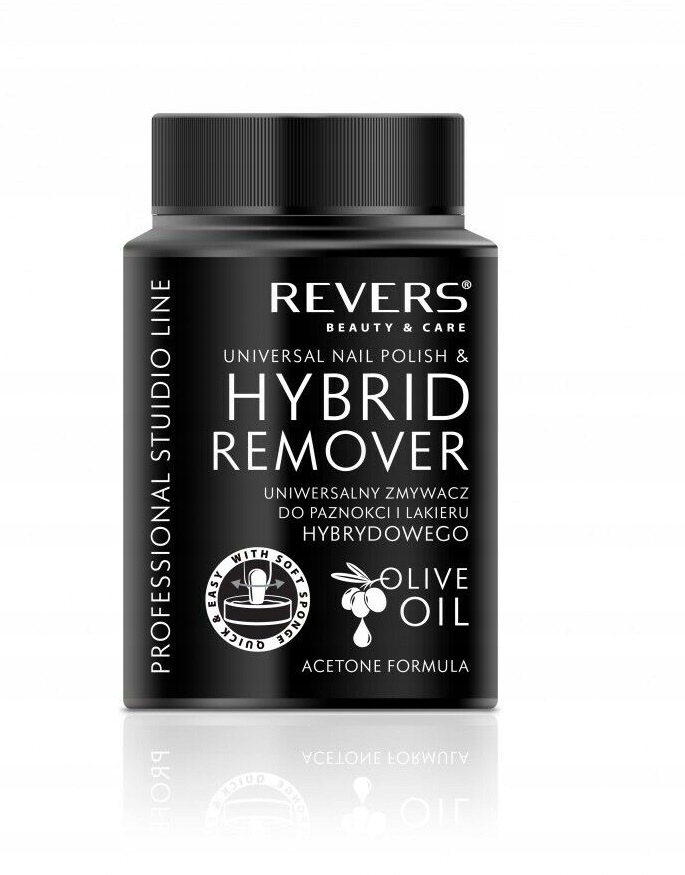 REMOVER LAKO VALIKLIS SU KEMPINĖLE HIBRIDINIAMS LAKAMS PAŠALINTI SU ALYVUOGIŲ ALIEJUMI REVERS 75ml