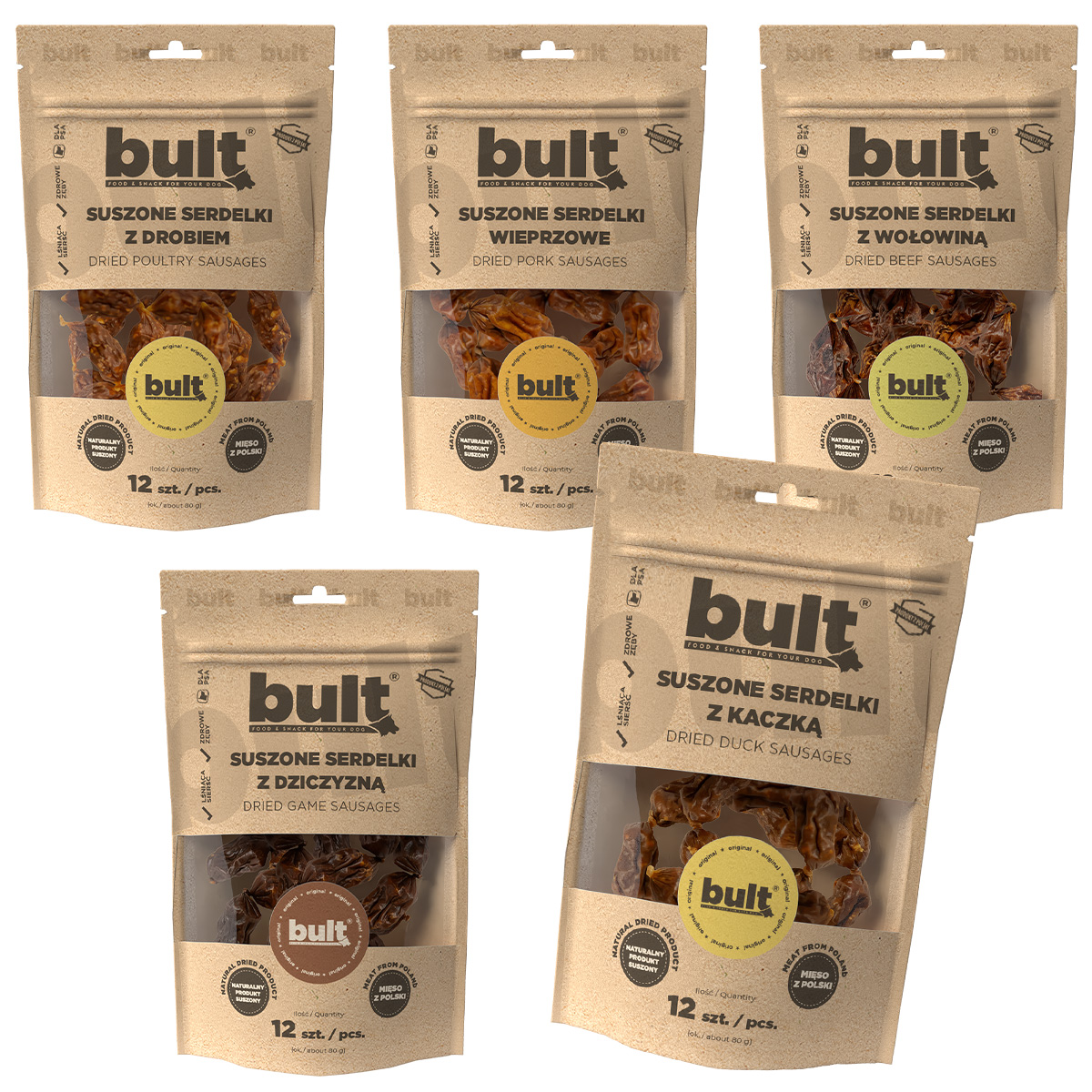 BULT Dešrelės skanėstas šunims Skonių mišinys 5x80g