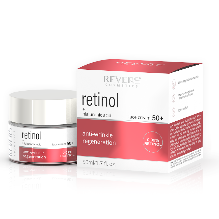 REVERS veido kremas Retinol + Hyaluronic Acid 50+ 50ml