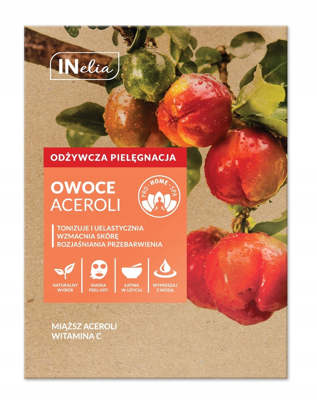 Maitinanti kaukė acerolos vaisių priežiūrai su vitaminu C