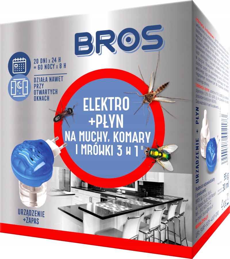 BROS Elektro plus skystis nuo musių, uodų ir skruzdėlių