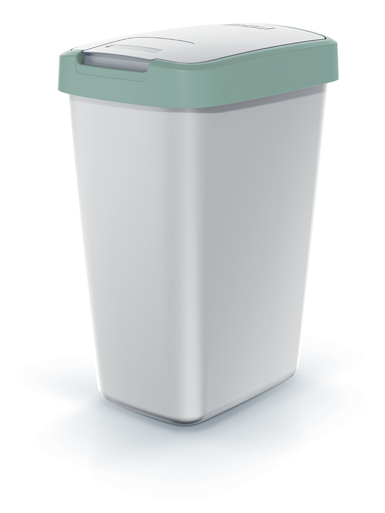 Šiukšliadėžė 25L COMPACTA Q šviesiai žalia | Pilka