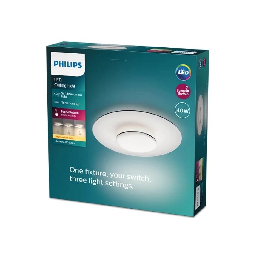 PHILIPS LED Deckenleuchte Garnet 40W 4200lm 2700K Scene Switch weiß/schwarz NEU