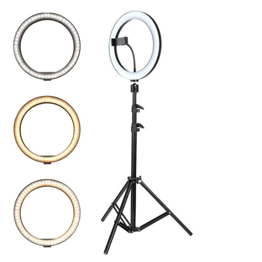 Lampa Circulara Profesionala LED Macvi®, Diametru 35 cm (14 inch), Conectare USB, 3 Moduri de Lumina