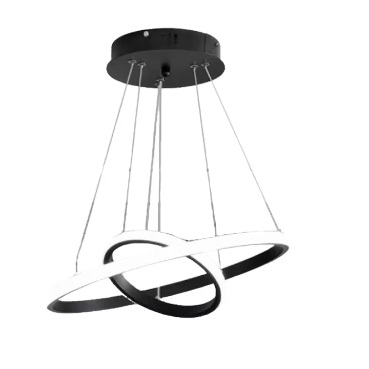 Lustra LED Macvi® Moderna 27W, Design Circular Minimalist, Ø20-40 cm, Alb Rece 6500K, 220V, Negru, pentru Living, Dormitor, Birou