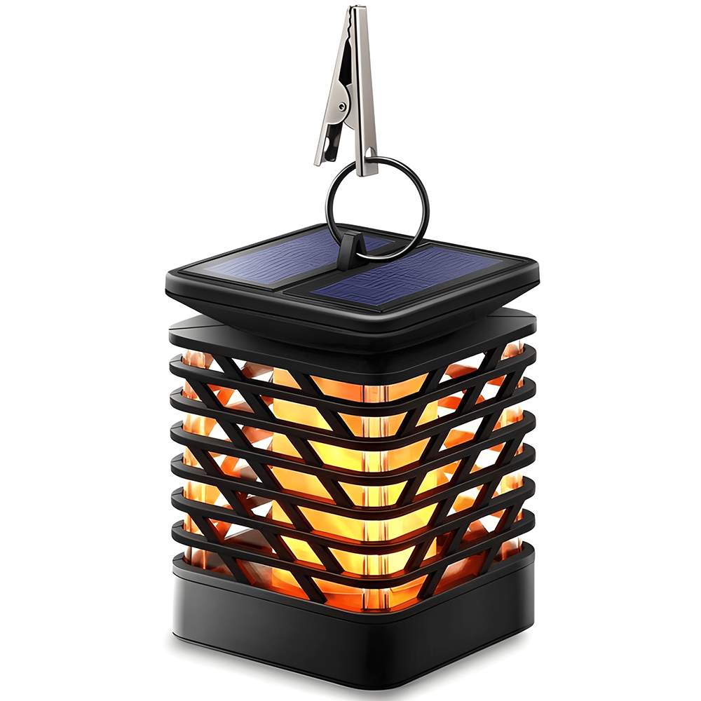 Lampa Solara Tip Flacara Teno®, pentru gradina, balcon, exterior, panou solar rezistent, efect de flacara, incarcare diurna, autonomie 8-12 ore, baterie niMH, protectie IP65 waterproof, negru