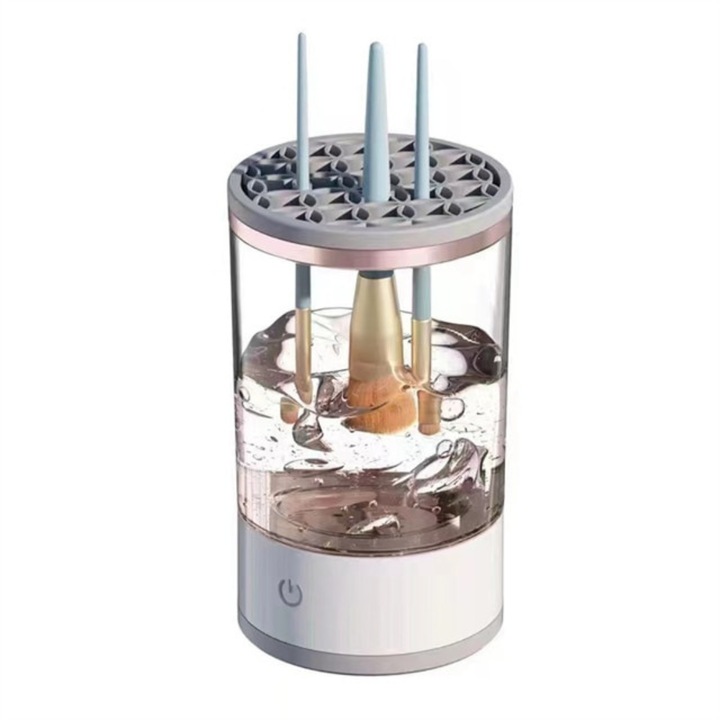 Dispozitiv automat de curatare pensule machiaj Macvi®, ultrasonic, 7000 RPM, incarcare USB, compact, ABS/PC, transparent