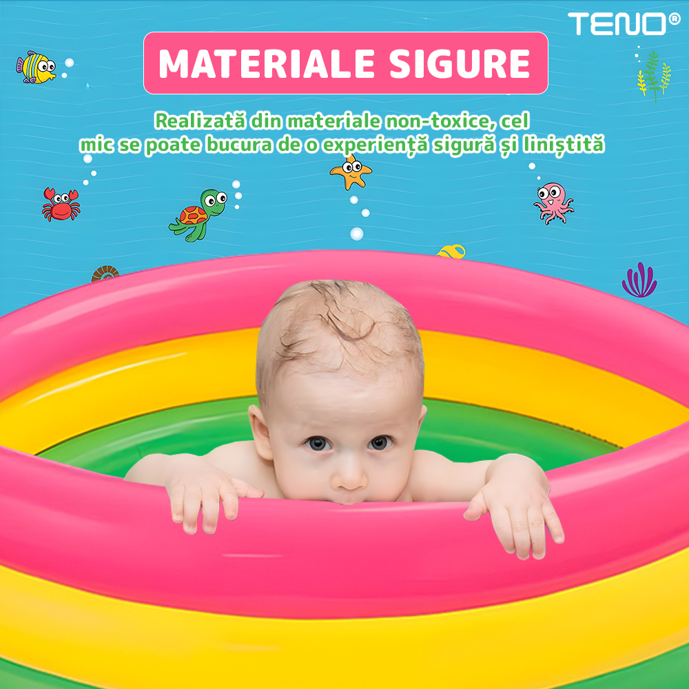 Piscina Gonflabila Teno, multicolor, rezistenta, 130x35cm