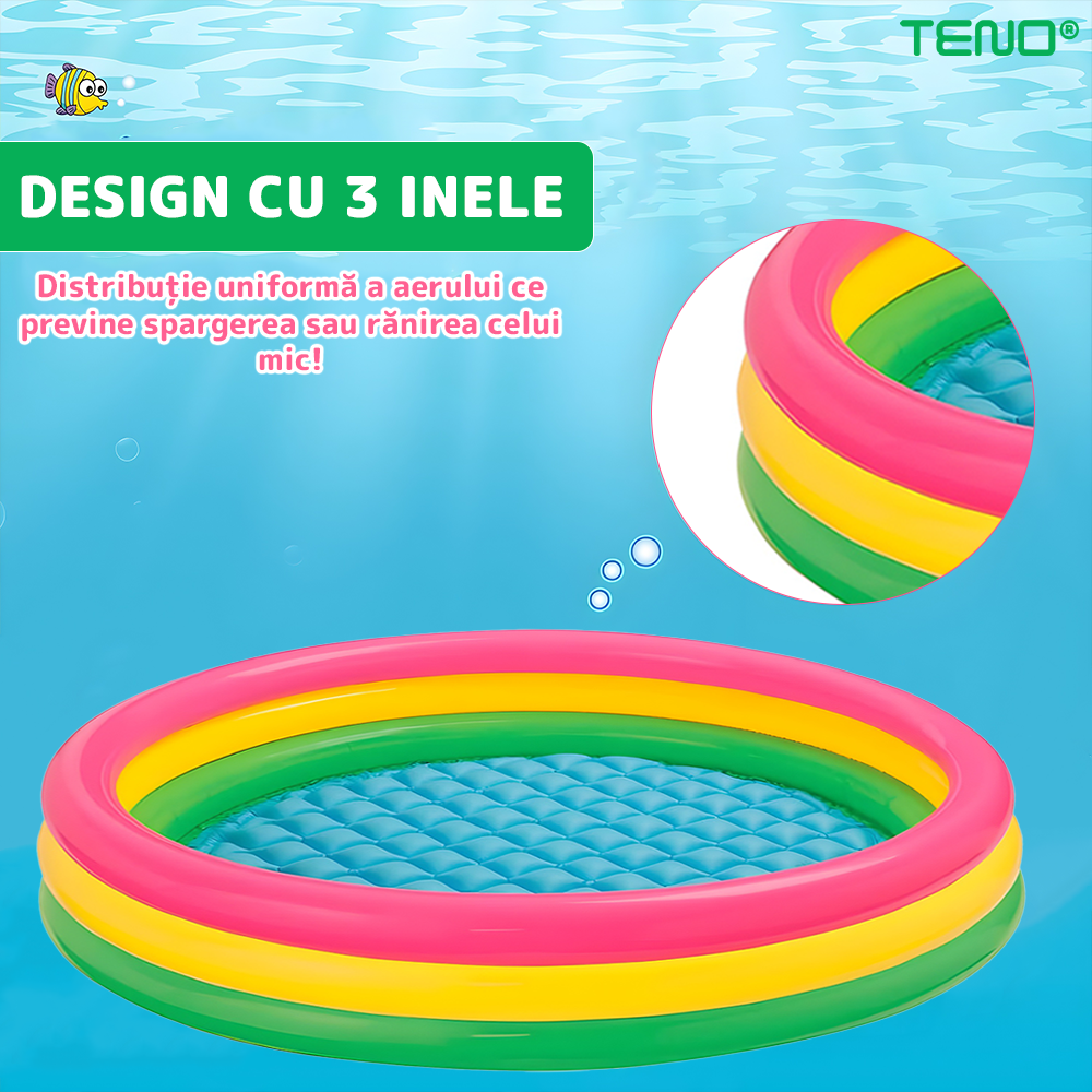 Piscina Gonflabila Teno, multicolor, rezistenta, 130x35cm