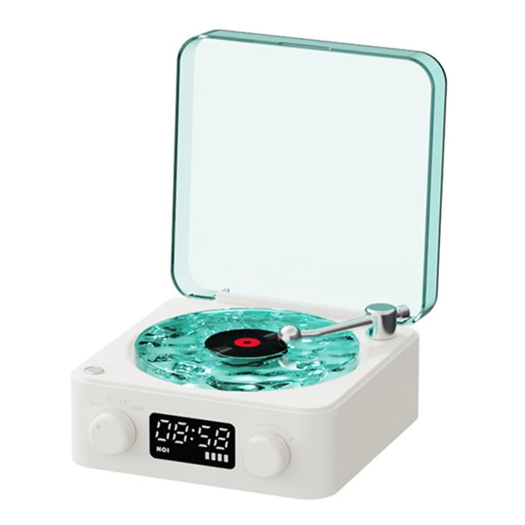 Boxa Bluetooth Retro Macvi® cu Lumini Ambientale si Sunete ale Naturii, 5W, 1500mAh, Alb