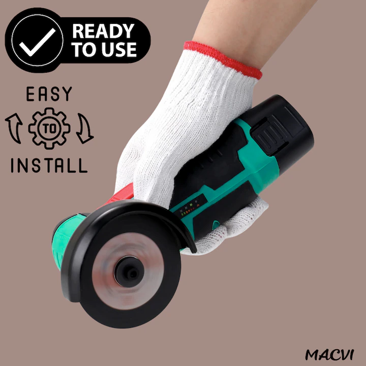 Polizor unghiular fara fir Macvi® 12V, 2 Acumulatori Li-Ion, Discuri pentru Metal, Incarcator Inclus, Mini Flex Portabil