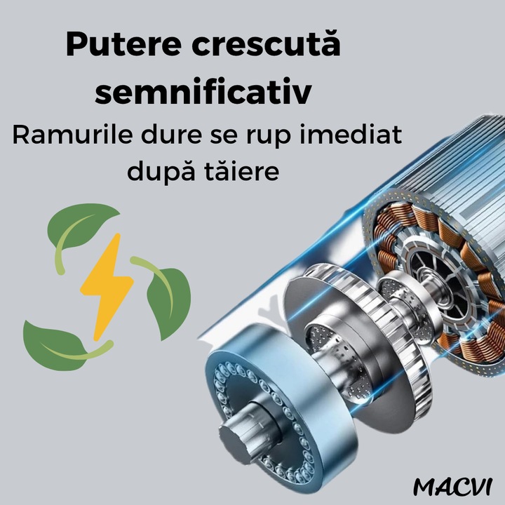 Set Macvi® Foarfeca Electrica si Drujba cu Brat Extensibil, Taiere Rapida si Usoara la Inaltime, Acumulator Inclus