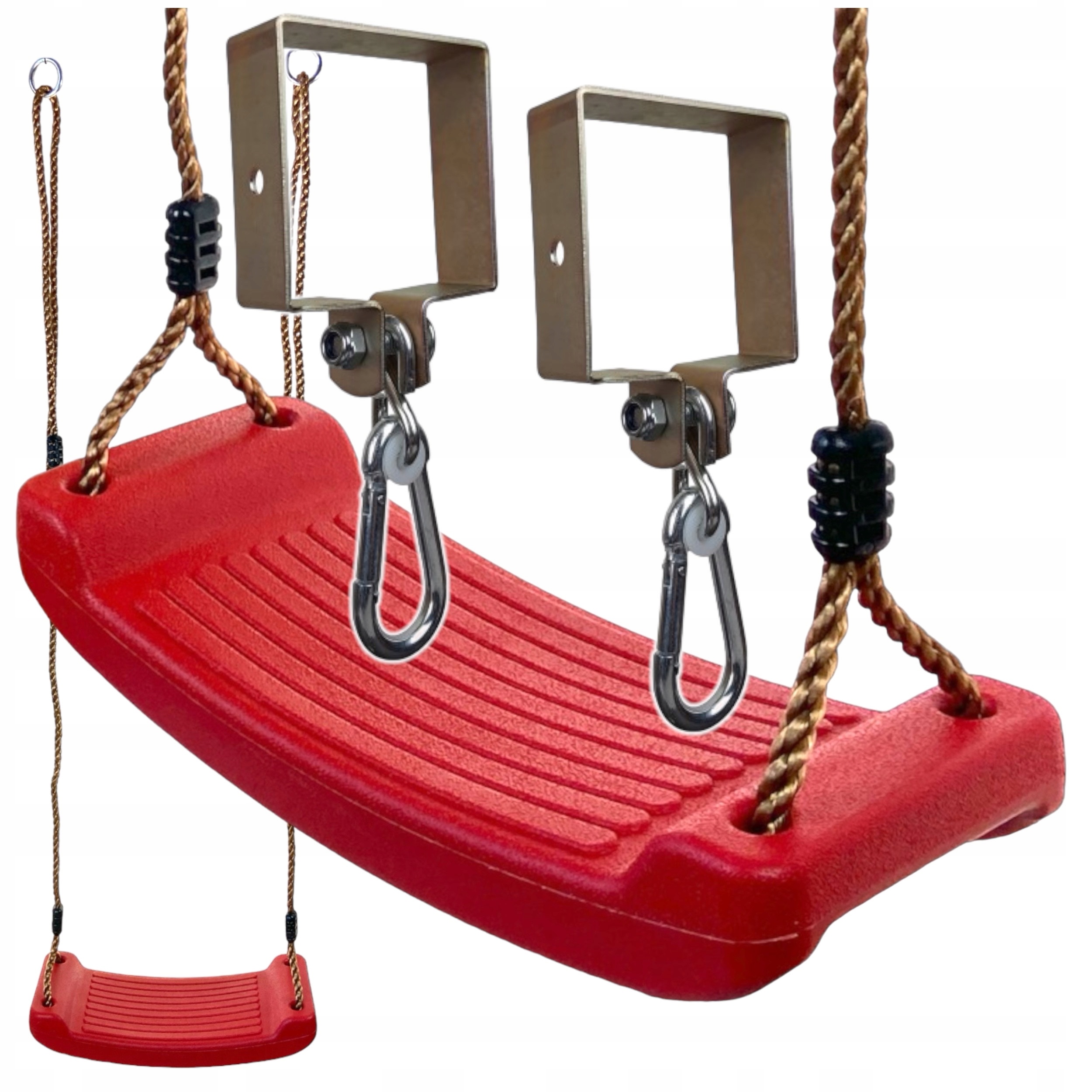 Huśtawka dla dzieci ogrodowa czerwona z regulacją + obejmy do montażu 100
