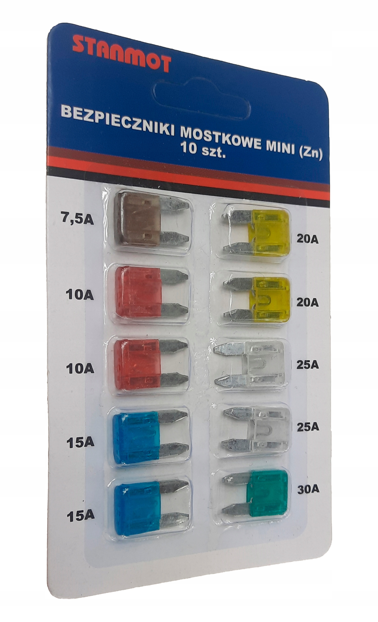 Bezpieczniki mostkowe samochodowe mini 10 szt