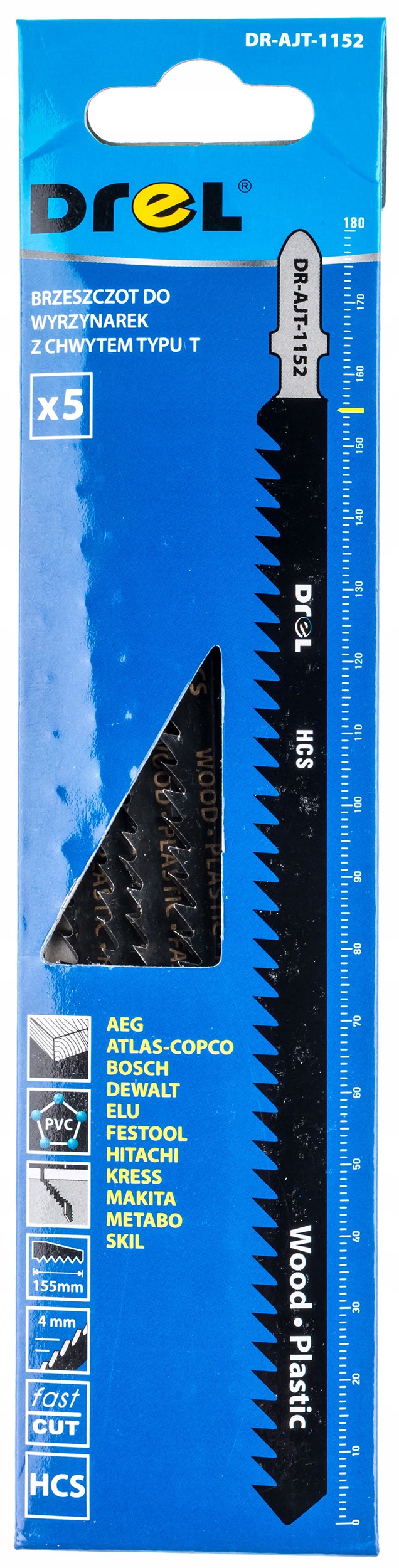 Brzeszczoty typu "T" do drewna,PVC,5 szt