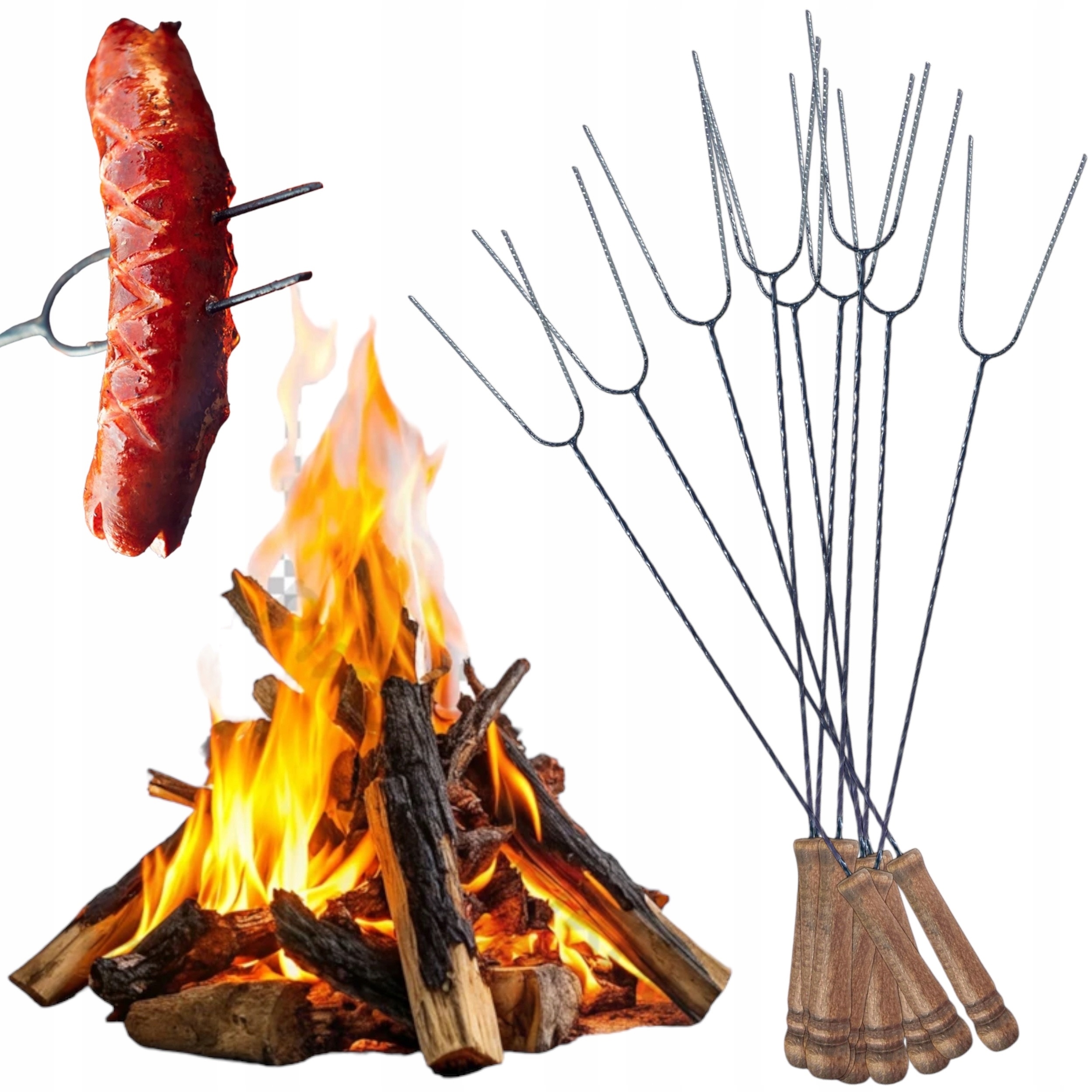 Widełki kije na ognisko grill kiełbasę do pieczenia kiełbasek 1,2 m 10 szt