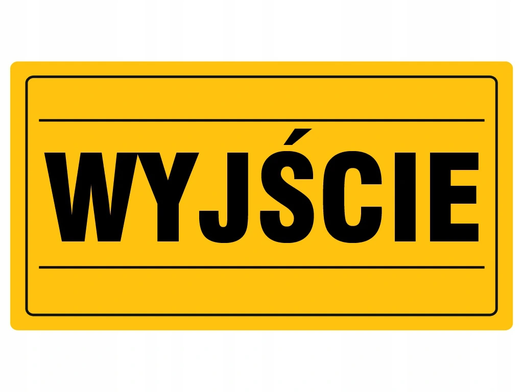 Tablica WYJŚCIE informacyjna PCV 12x22 cm tabliczka żółta znak BHP