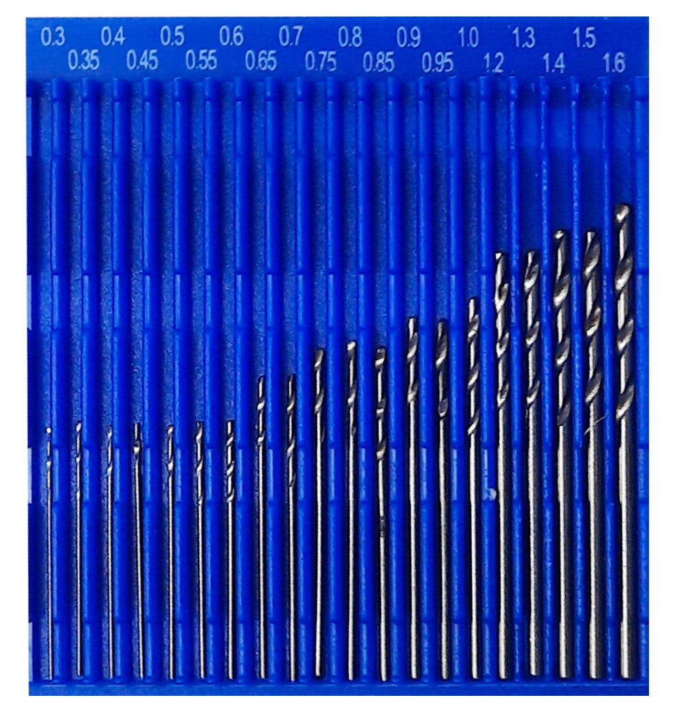 Wiertła MIKRO 0.3 -1.6mm do biżuterii koralików elektroniki zestaw 20szt