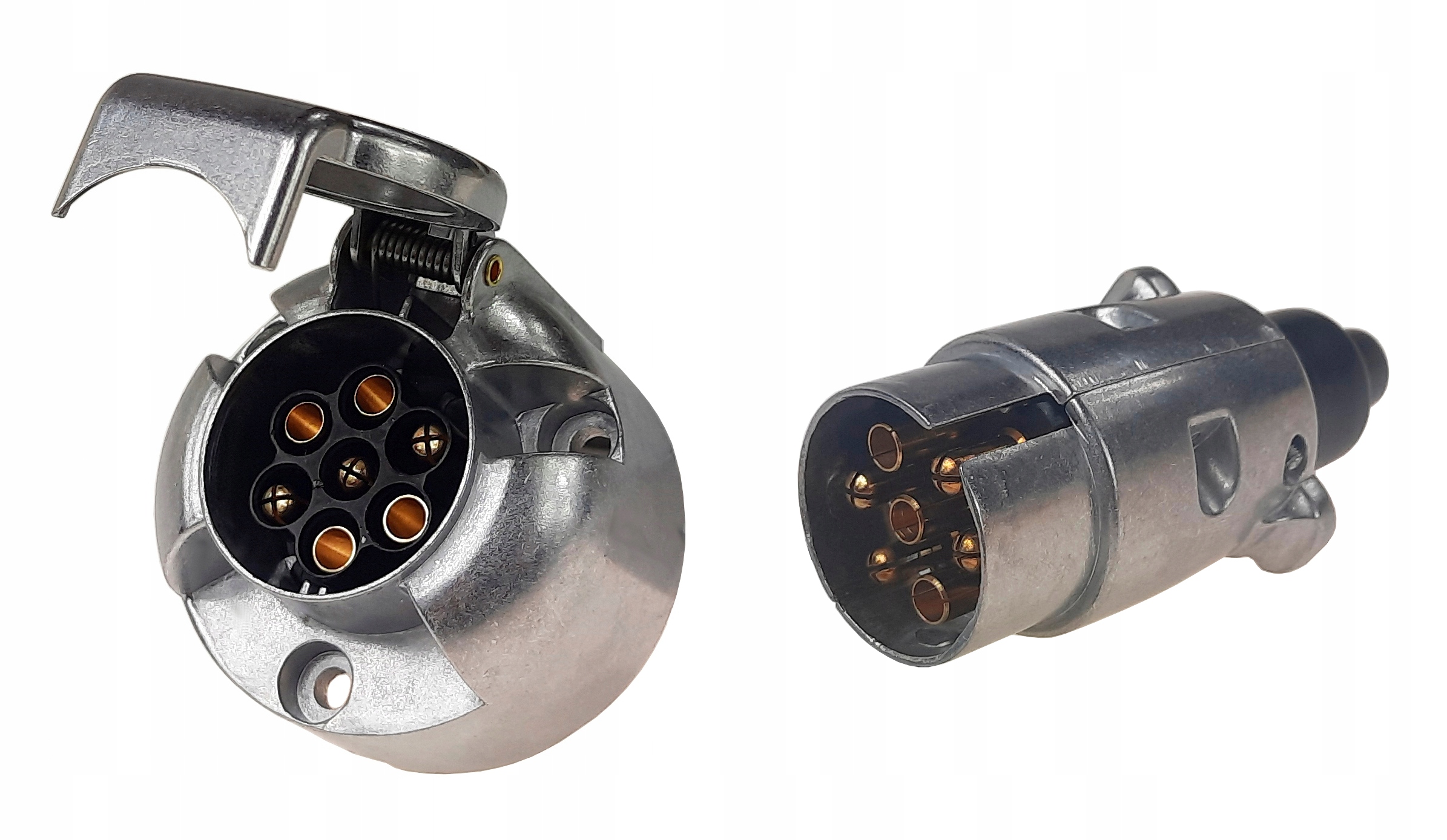Gniazdo i wtyczka przyczepy 12V 7 PIN aluminium