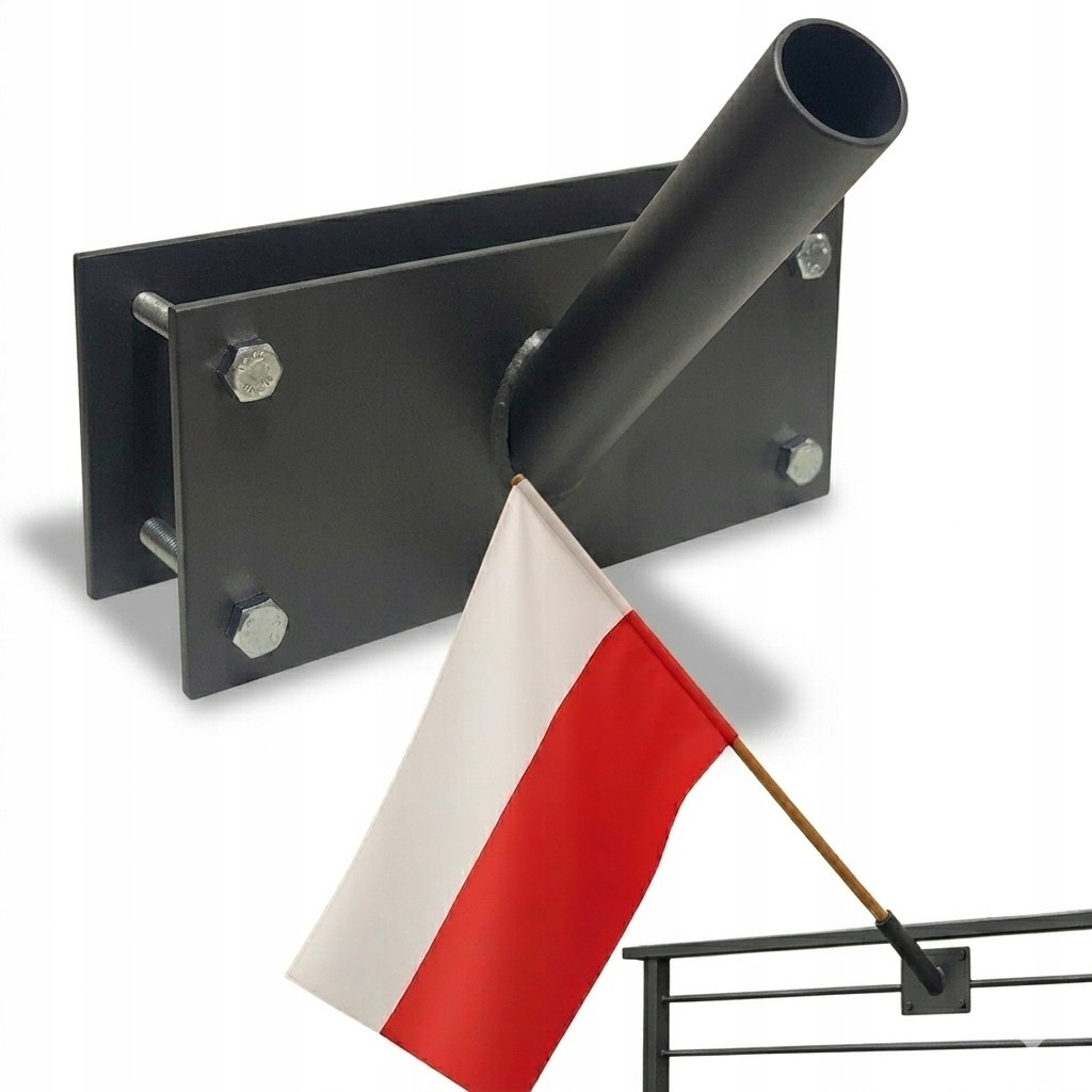 Uchwyt na flagę do flagi balustradę balkonowy antracyt flaga trzonek zestaw