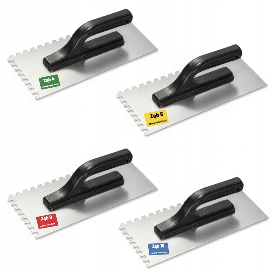 Zestaw pac nierdzewnych zębatych 13×270 mm INOX 4 mm + 6 mm + 8 mm + 10 mm