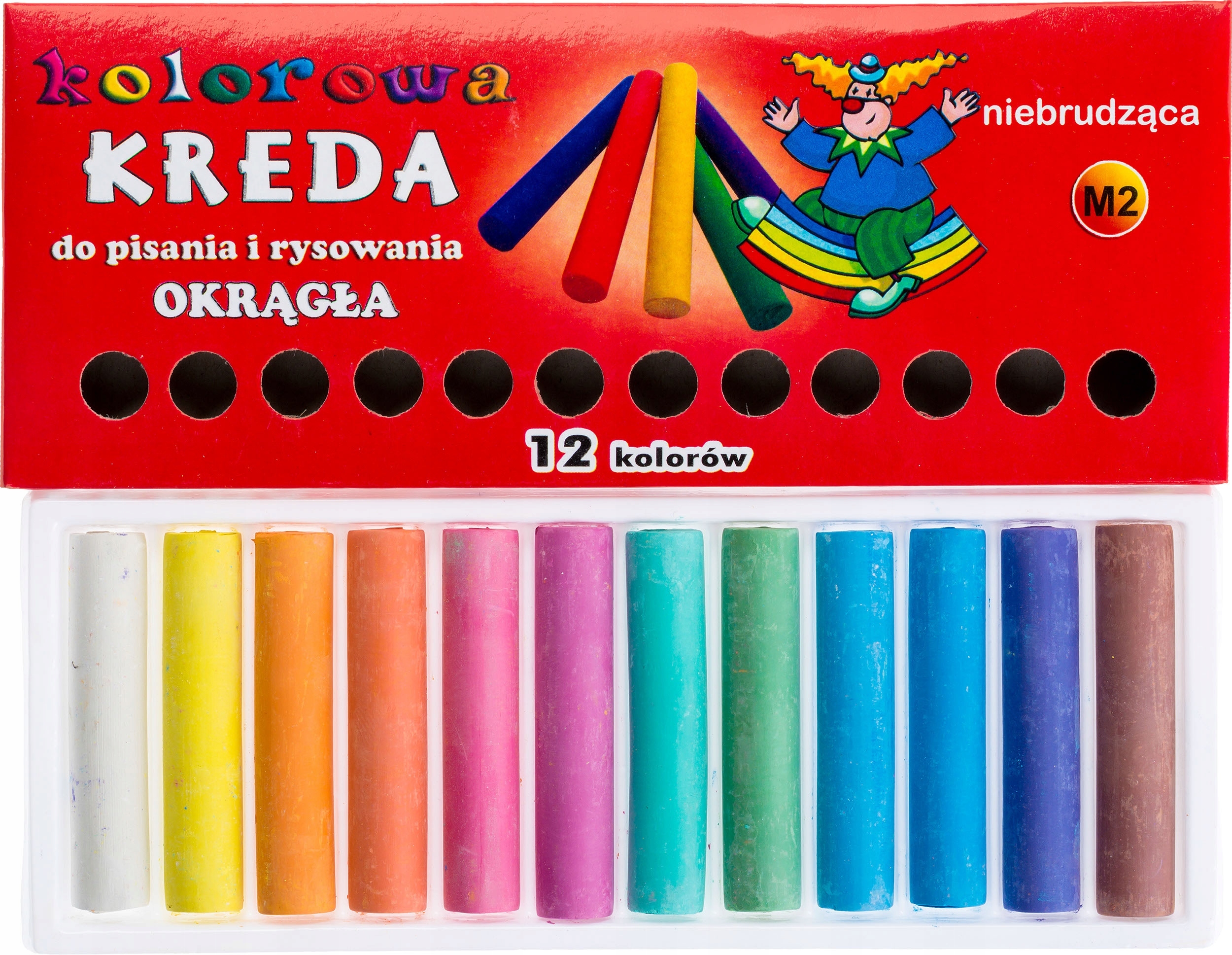 Kreda kolorowa okrągła niebrudząca 12 szt