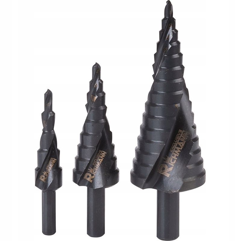 WIERTŁA STOPNIOWE SPIRALNE DO METALU 4-32 mm 3 szt
